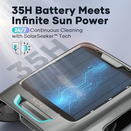 AIPER Surfer S2 Robotic Solar Pool Skimmer with APP Support, 24/7 Cleaning, Dual Charging Modes, Smart Obstacle Avoidance, Ideal for Most Swimming Pool Types