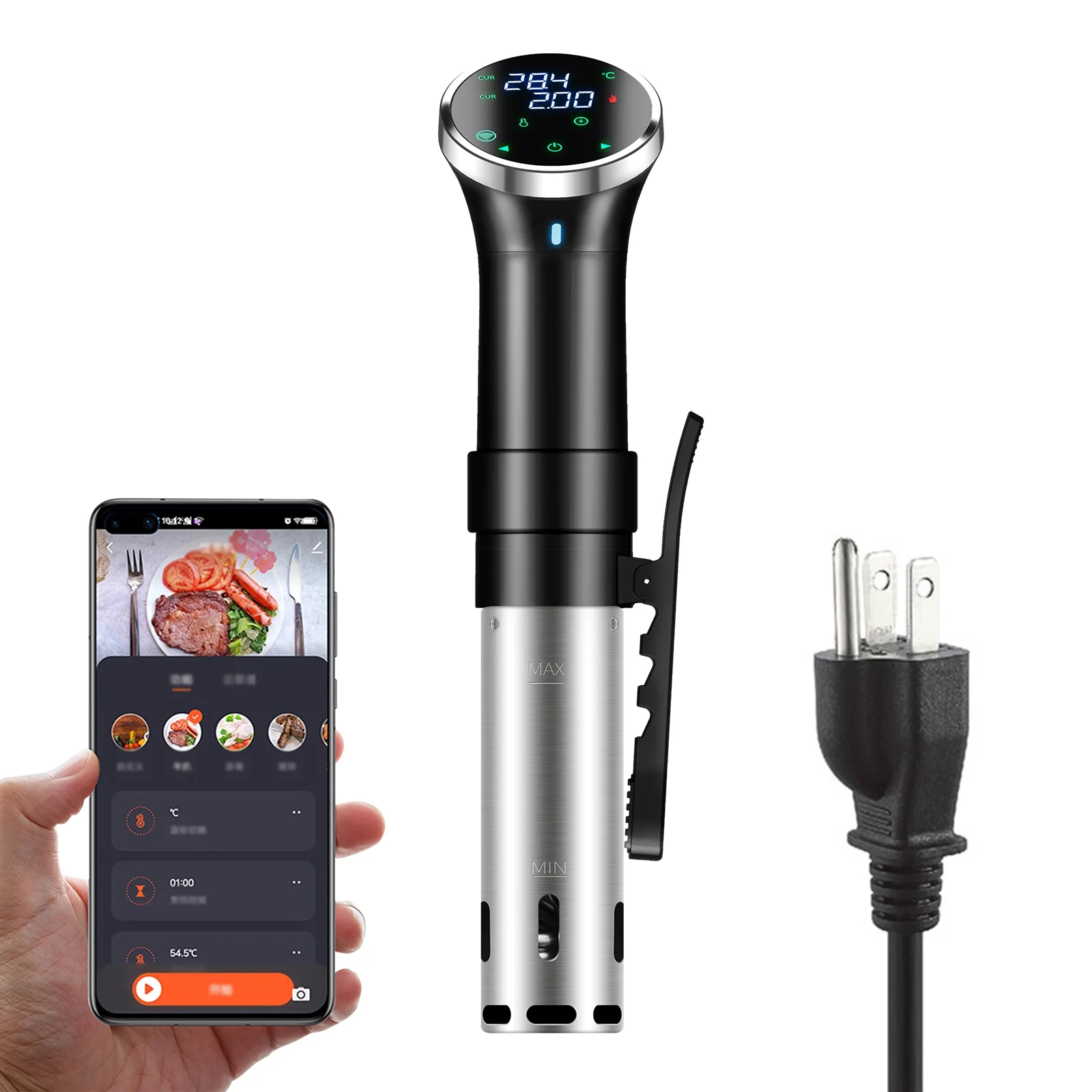 Andoer Cooking machine,And Time Display App Temperature AndTemperature And Time Sous Cooker 1100App Wifi Sous Display Precision Sous Immersion Quiet 1100 Cooker Hine Immersion Huiop