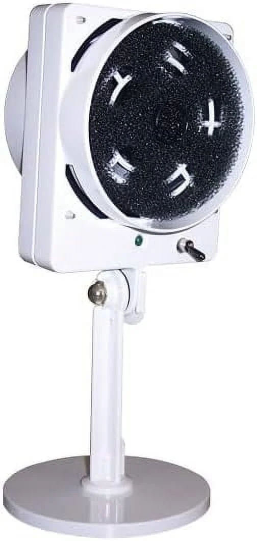 FXF14W White Compact FUMINATOR Table Top Fume Extractor Fan With Round Base And SR538 12VDC