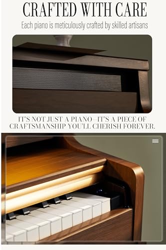 AKLOT Upright Digital Piano Keyboard: 88-Key Graded Hammer Action Weighted Keyboard with Ambient Light, Triple Pedal, USB-MIDI, Dual 25W Speakers, Beginner Lesson Book, Headphones, Stickers, AUR-LS02