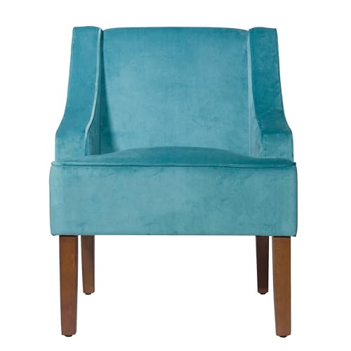 HomePop Velvet Swoop Arm Accent Chair, Suri Blue