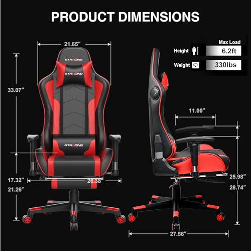GTRACING Gaming Chair with Footrest Speakers Video Game Chair Bluetooth Music Heavy Duty Ergonomic Computer Office Desk Chair