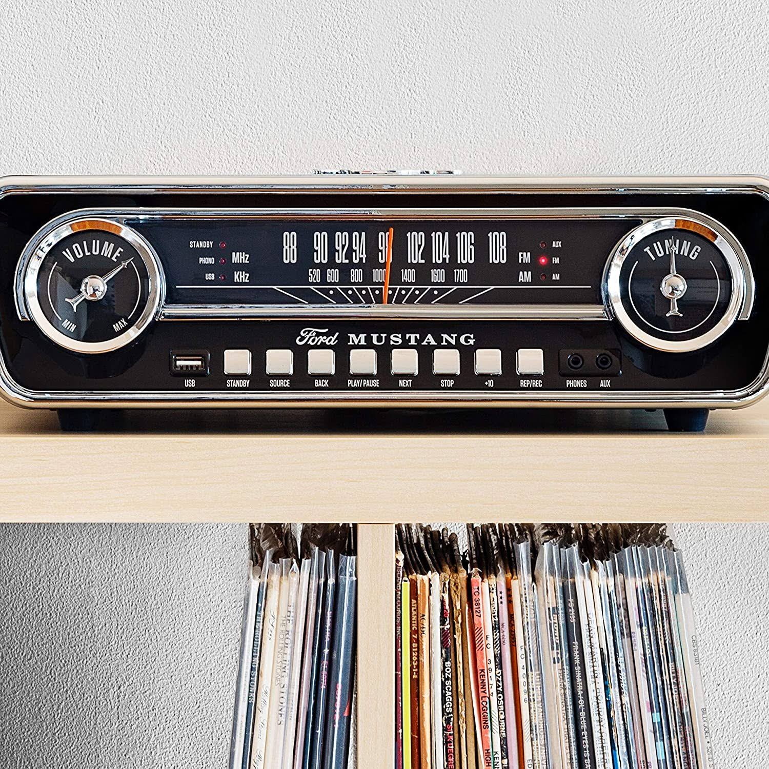 Ion Audio Mustang LP (Black) 4-in-1 Classic Car-Styled Music Center