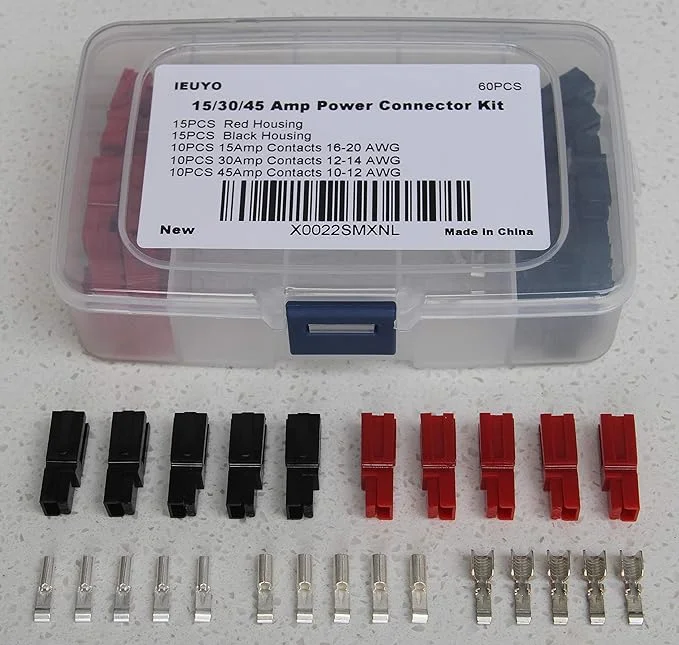 IEUYO 60 PCS 15/30/45 Amp Power Connectors Assortment Kit, Quick Disconnect Terminals Connectors, Battery Connector Modular Power Connector Kit Come Unassembled in Box, AWG10-20