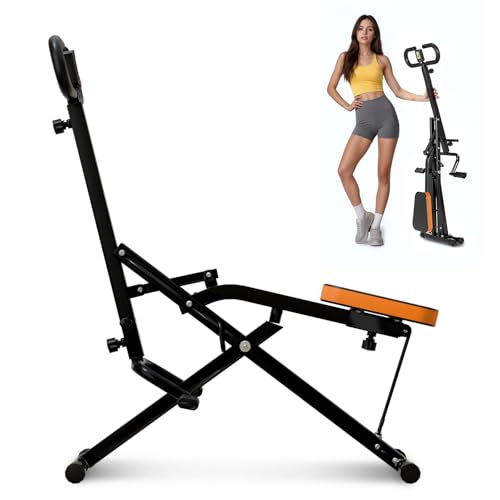 Squat Machine, Ab Workout Equipment, 265lbs Loading Capacity Rowing Machines for Home Foldable with Adjustable Resistance Bands and Display