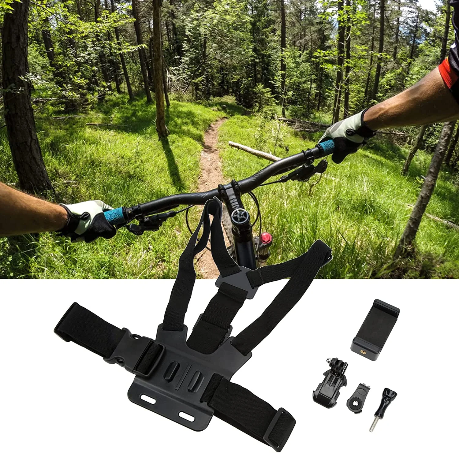 Cellphone Selfie Chest Mount, Selfie Chest Mount Strap Belt Adapter, Adjustable Cell Phone Clip Holder Harness