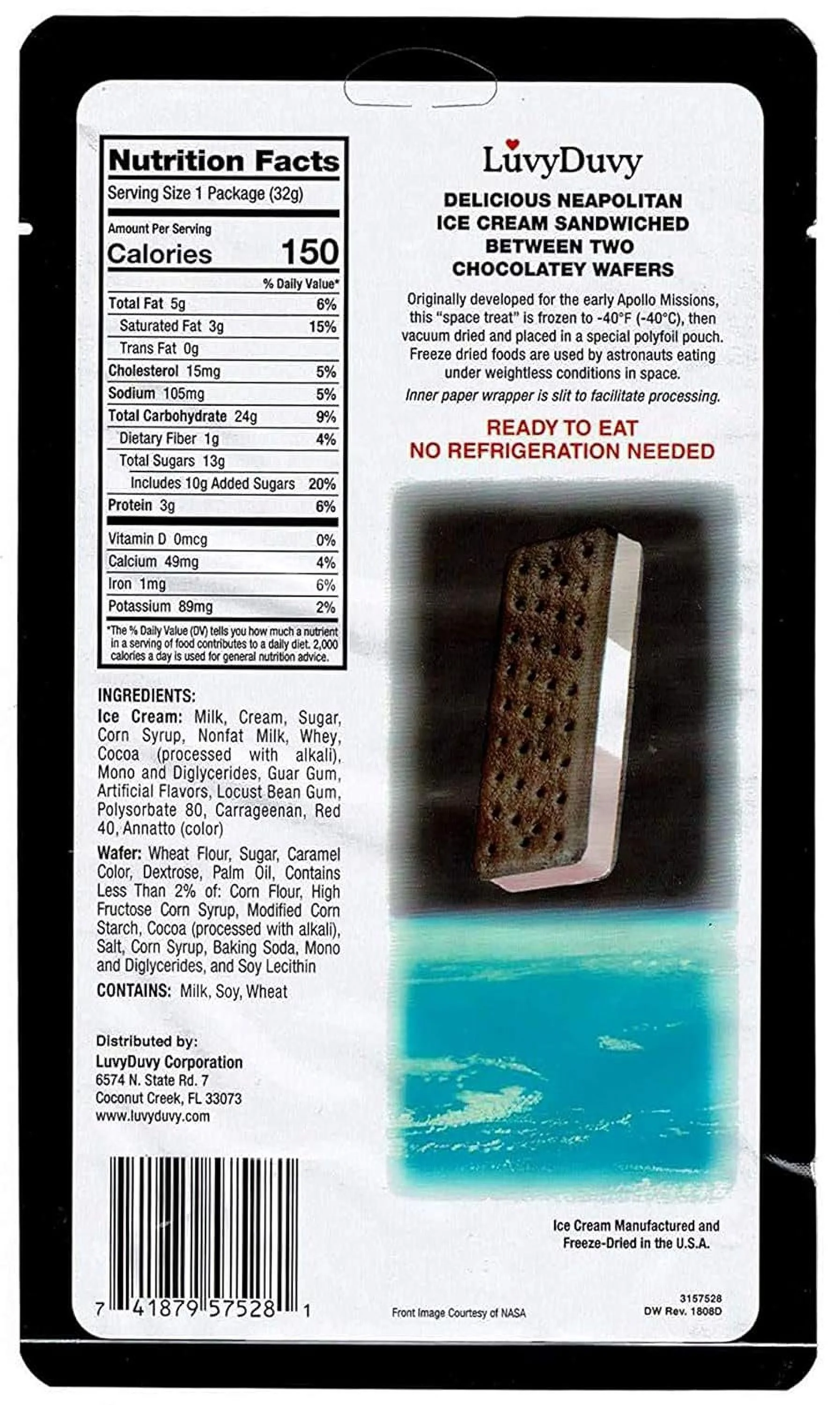 LuvyDuvy Freeze-Dried Ice Cream Bundle (2) of Neapolitan Sandwich (Strawberry-Vanilla-Chocolate) and (2) of Vanilla Sandwiches 4 Total