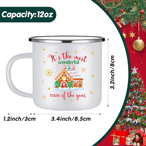 Mifoci 12 Pcs Christmas Coffee Mug 12oz Stackable Enamel Coffee Cups Galvanized Steel Santa Xmas Tree Snowman Holiday Chocolate Cocoa Cups Winter Kitchen Decorations Xmas Cups Gift(Classic)