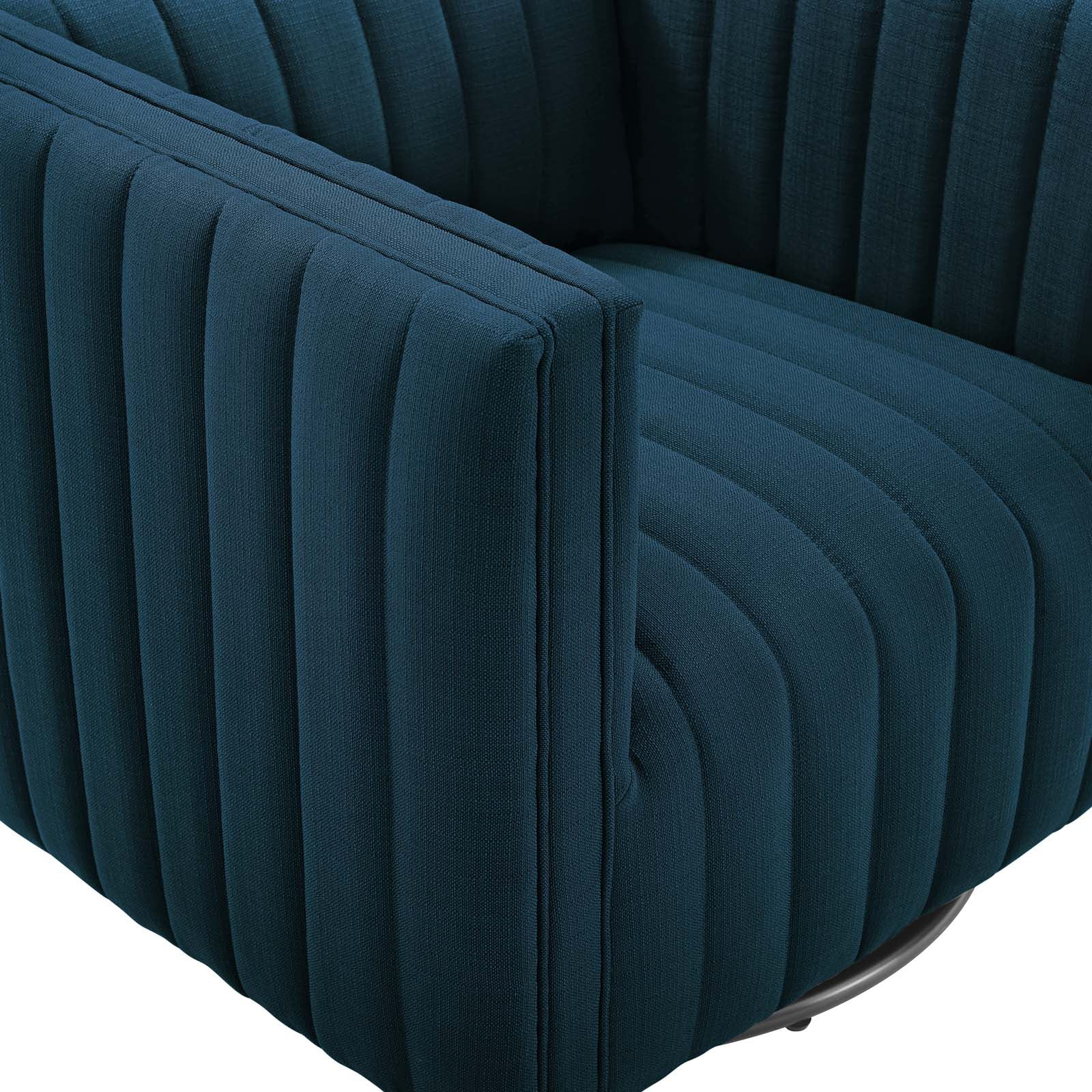 Modway Conjure Tufted Swivel Upholstered Armchair in Azure