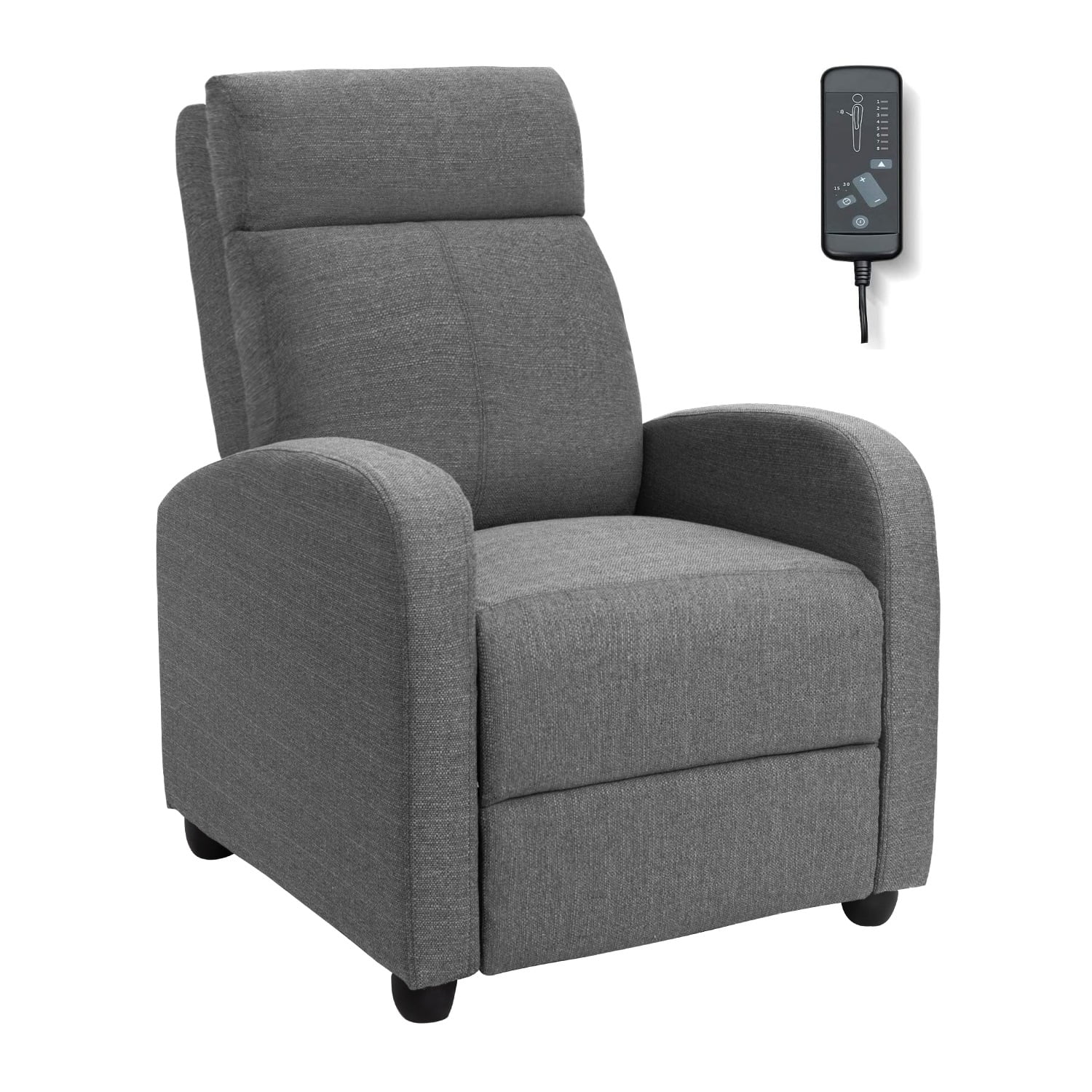 Vineego Fabric Single Massage Recliner Chair with Thick Seat Cushion and Backrest, Gray Fabric, Gray