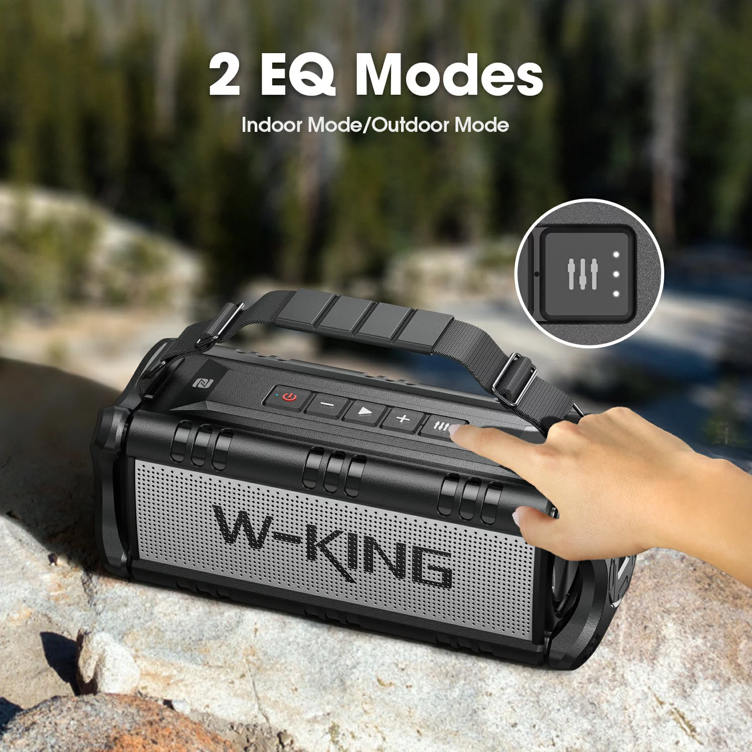 W-KING 50W Bluetooth Speaker, IPX6 Waterproof Portable Wireless Speaker, Booming Bass Outdoor Speaker Support 30-H Playtime, Dual Stereo Pairing, TF-Card, Aux, NFC, Bluetooth 5.0, As a Power Bank