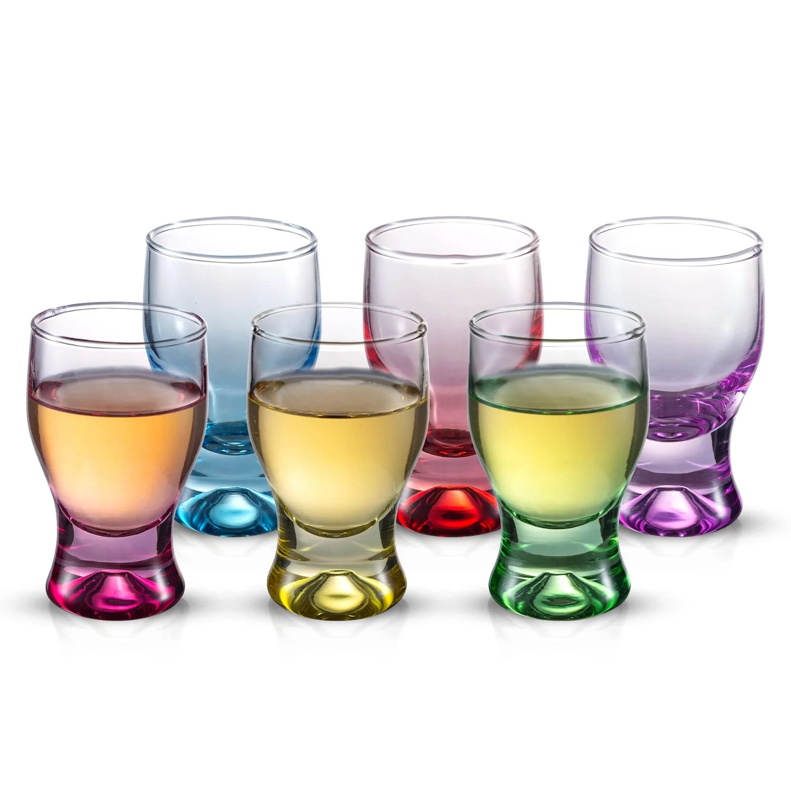 M&N HOME 6 Pack Shot Glass Set - 2 Oz Mini Shot Glasses - Multicolored