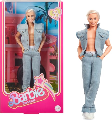 Barbie The Movie Collectible Ken Doll Wearing All-Denim Matching Set with Original Ken Signature Underwear