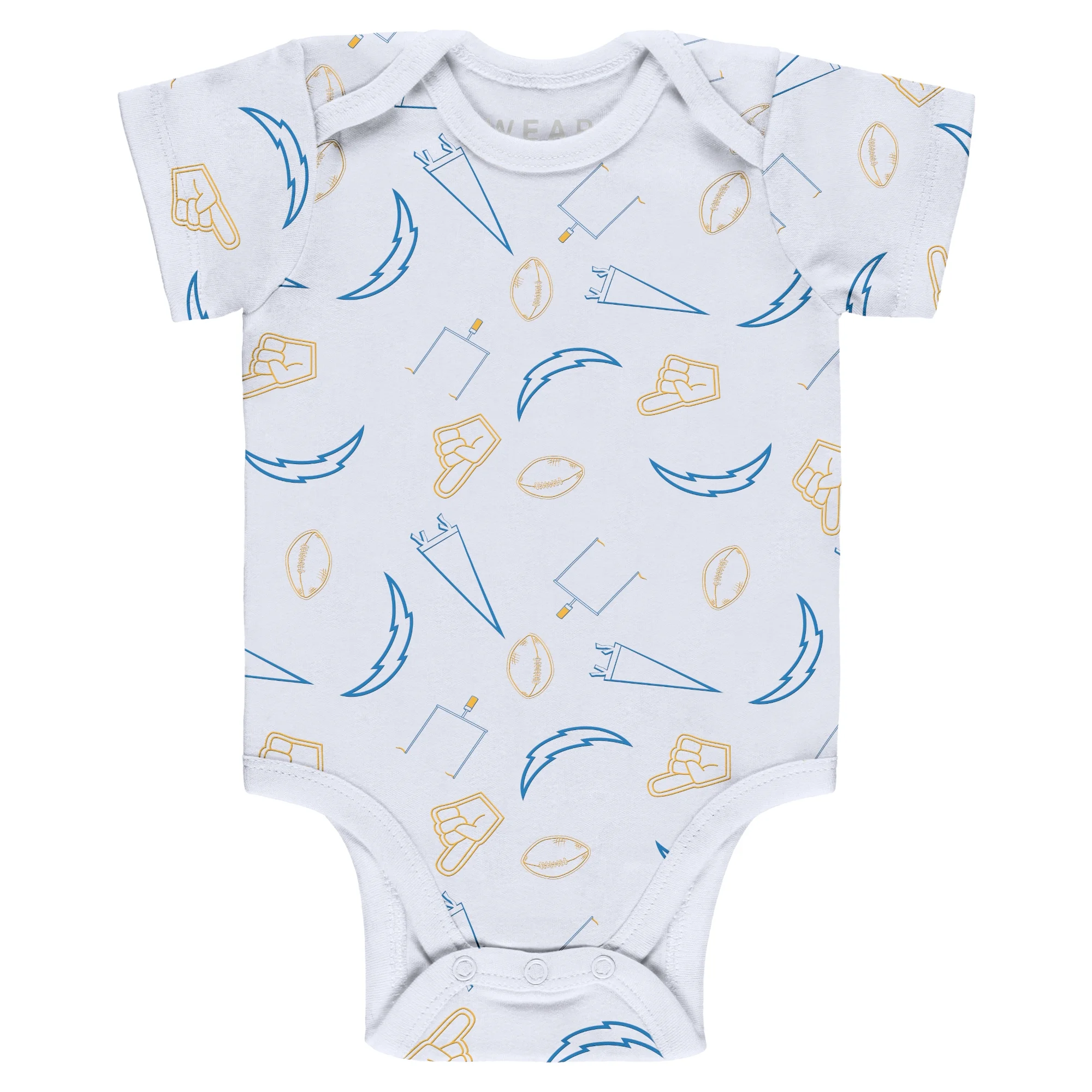 Newborn & Infant WEAR by Erin Andrews Gray/Powder Blue/White Los Angeles Chargers Three-Piece Turn Me Around Bodysuits &