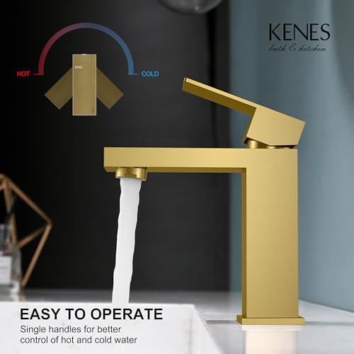 KENES Brushed Nickel Vessel Sink Facuet Single Handle Tall Bathroom Sink Faucet Vanity Bathroom Faucet Basin Mixer Tap with Water Supply Hose and Pop Up Sink Drain, LJ-9031A