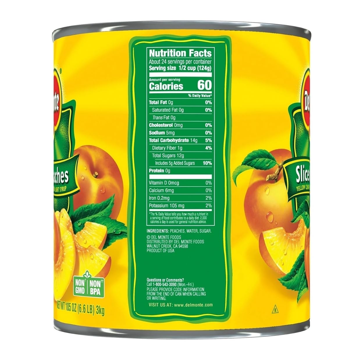 Del Monte Del Monte Lite Sliced Peaches In Extra Light Syrup Net Wt 105 Ounce , 105 Ounce