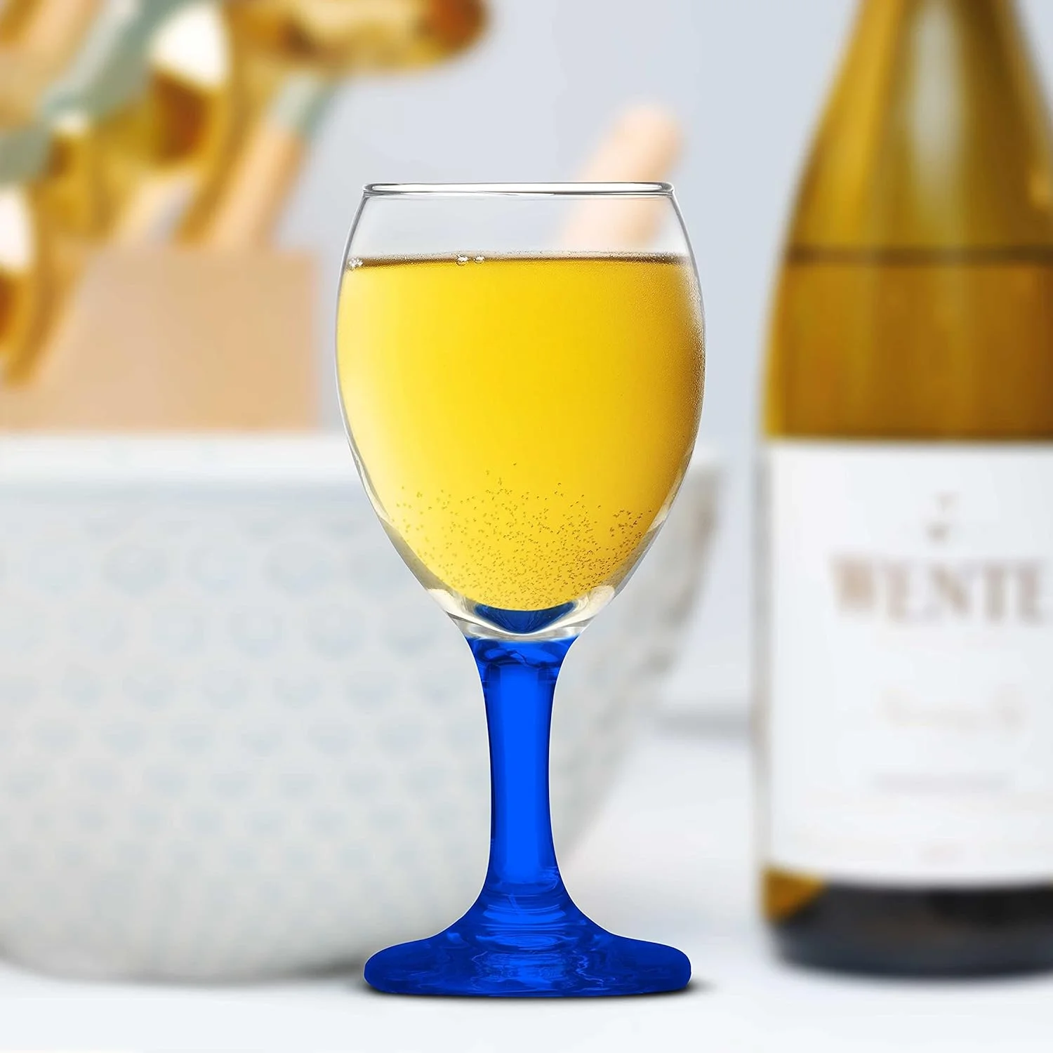 10 Aragon Wine Glasses Set, 8.5 Oz. - High Standard, Made - Blue