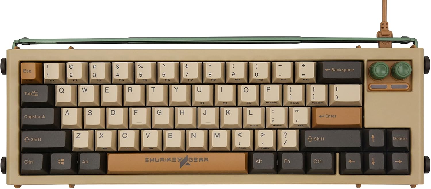 Shurikey 65% Mechanical Gaming Keyboard with Varmilo EC V2 Moxa Switch, White LED Backlit, Wireless and Bluetooth Keyboard for Windows Mac OS Android - Hanzo 001