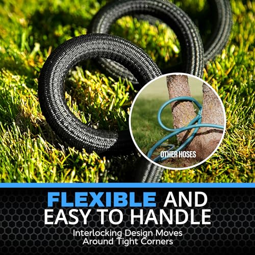 HYDROSTEEL 100 Ft Metal Garden Hose with Sprayer Nozzle, Indestructible 3-Layer Stainless Steel Heavy Duty Water Hose 100 Ft x 5/8 in. Kink Free Design Will Not Kink, Flexible, NON Expandable, 500 PSI
