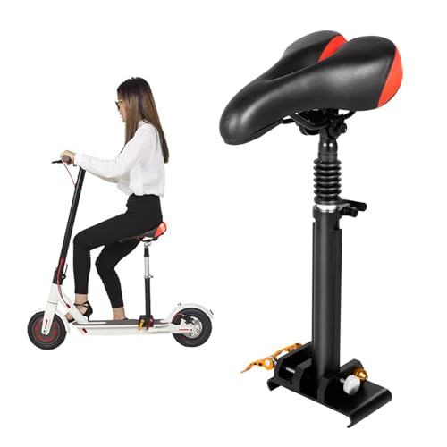 PU Electric Scooter Seat E-Scooter Seat Saddle for Xiaomi M365 Pro2 Adjustable Comfortable and Shock Absorbing MAX Seat Saddle, Black, Large, Free Punch, Height: 40-60cm