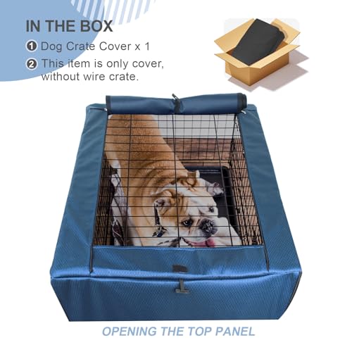 Explore Land Dog Crate Cover Heavy Duty Polyester Pet Kennel Sunshade Universal Fit for 42 inches Wire Cage (Black)