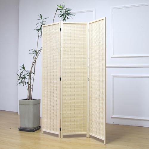 6 Panel Room Divider and Folding Screen Room Divider,Bamboo Room Divider for Room Separation,67