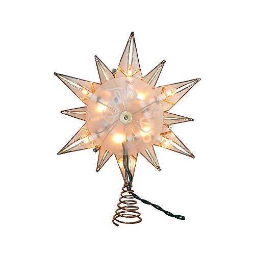Kurt Adler 10-Light 12-Point Capiz Star and Center Gem Treetop