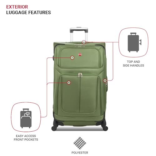 SwissGear Sion Softside Expandable Roller Luggage, Teal, 3 Piece Set (21/25/29)