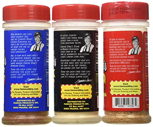 Famous Daves Seasonings 3 Pack Bundle - Steak Burger, Rib Rub and Country Roast Chicken
