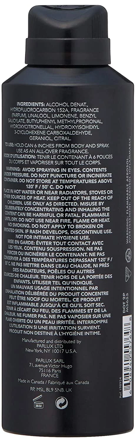 Kenneth Cole Black Body Spray 6 oz (Pack of 2)