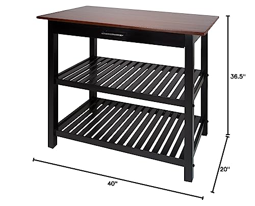 Casual Home Kitchen Island with Solid American Hardwood Top, Natural/White, 40