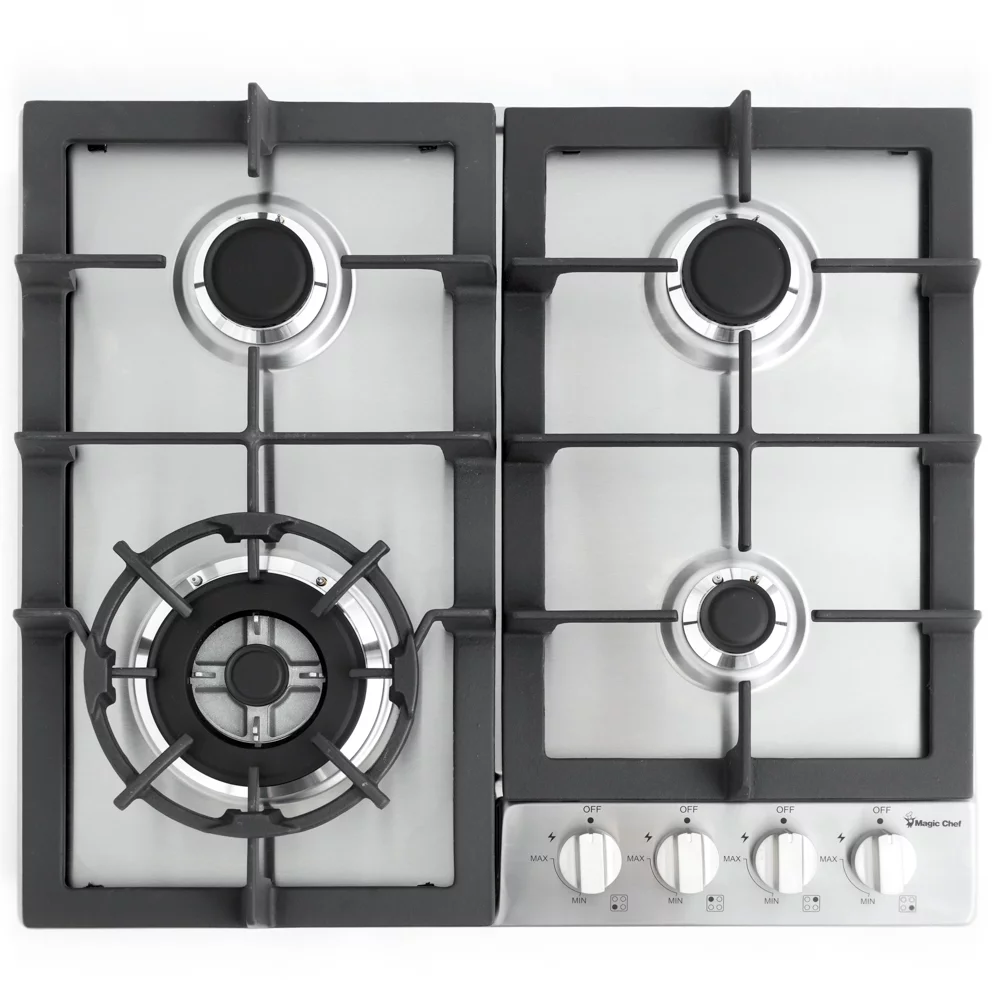 Magic Chef 24 Inch Gas Cooktop with 4 Burners, Stainless Steel
