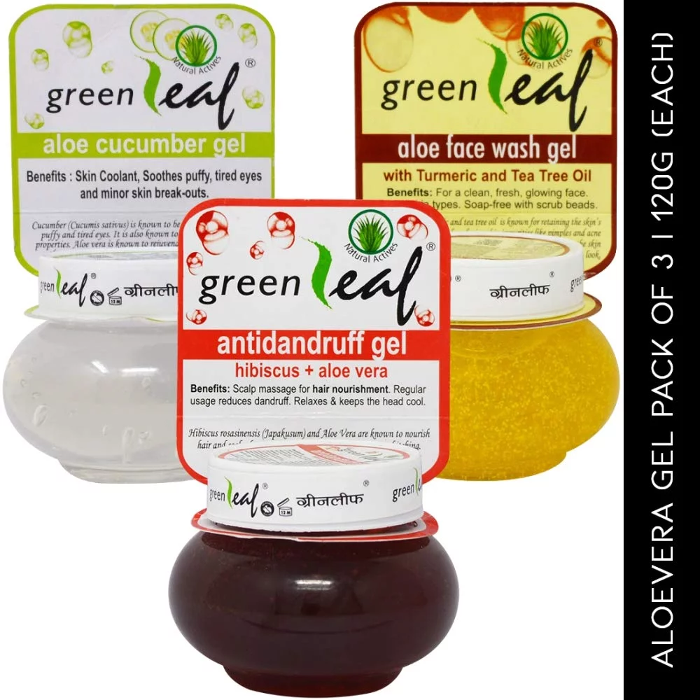 Green Leaf Aloe Cucumber, Antidandruff, Aloe Face Wash Gel 120Gm Each Pack Of 3