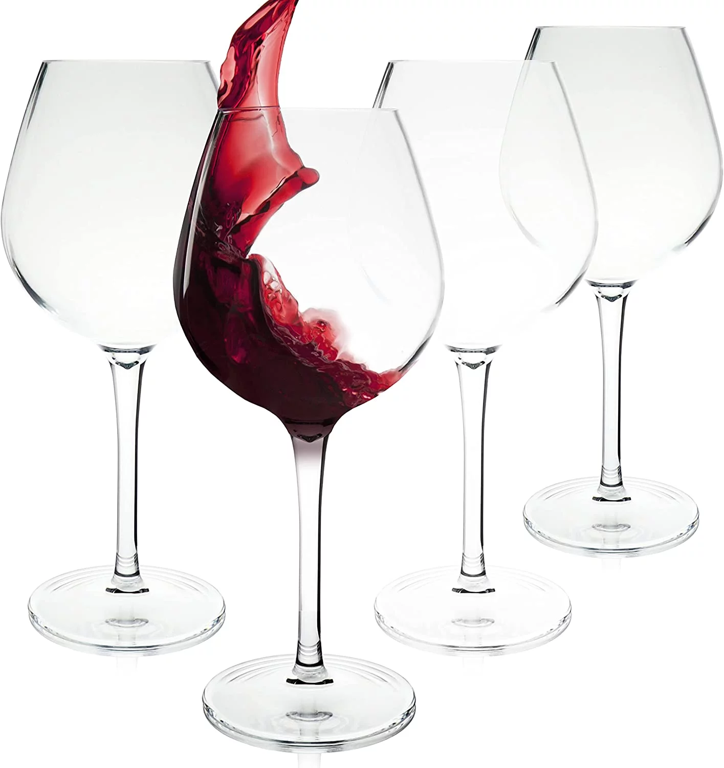 Cork Genius Unbreakable Red Wine Glasses, Shatterproof and BPA-Free Tritan Plastic, Scratch-Resistant Wine Goblets with Stem, Dishwasher Safe, 4 Pack