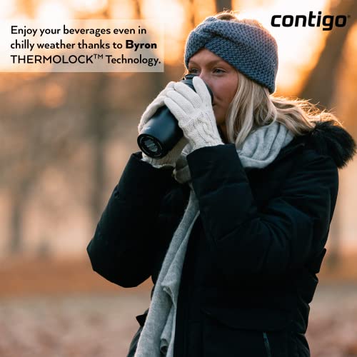 Contigo Byron Snapseal Travel Mug, Stainless Steel Thermal Mug, Vacuum Flask, Leakproof Tumbler, Coffee Mug with BPA Free Easy-Clean Lid, 590 ml, Black