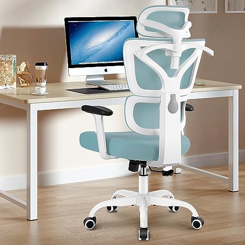 Office Chair Ergonomic Desk Chair, High Back Gaming Chair, Big and Tall Reclining Comfy Home Office Chair Lumbar Support Breathable Mesh Computer Chair Adjustable Armrests (Black)