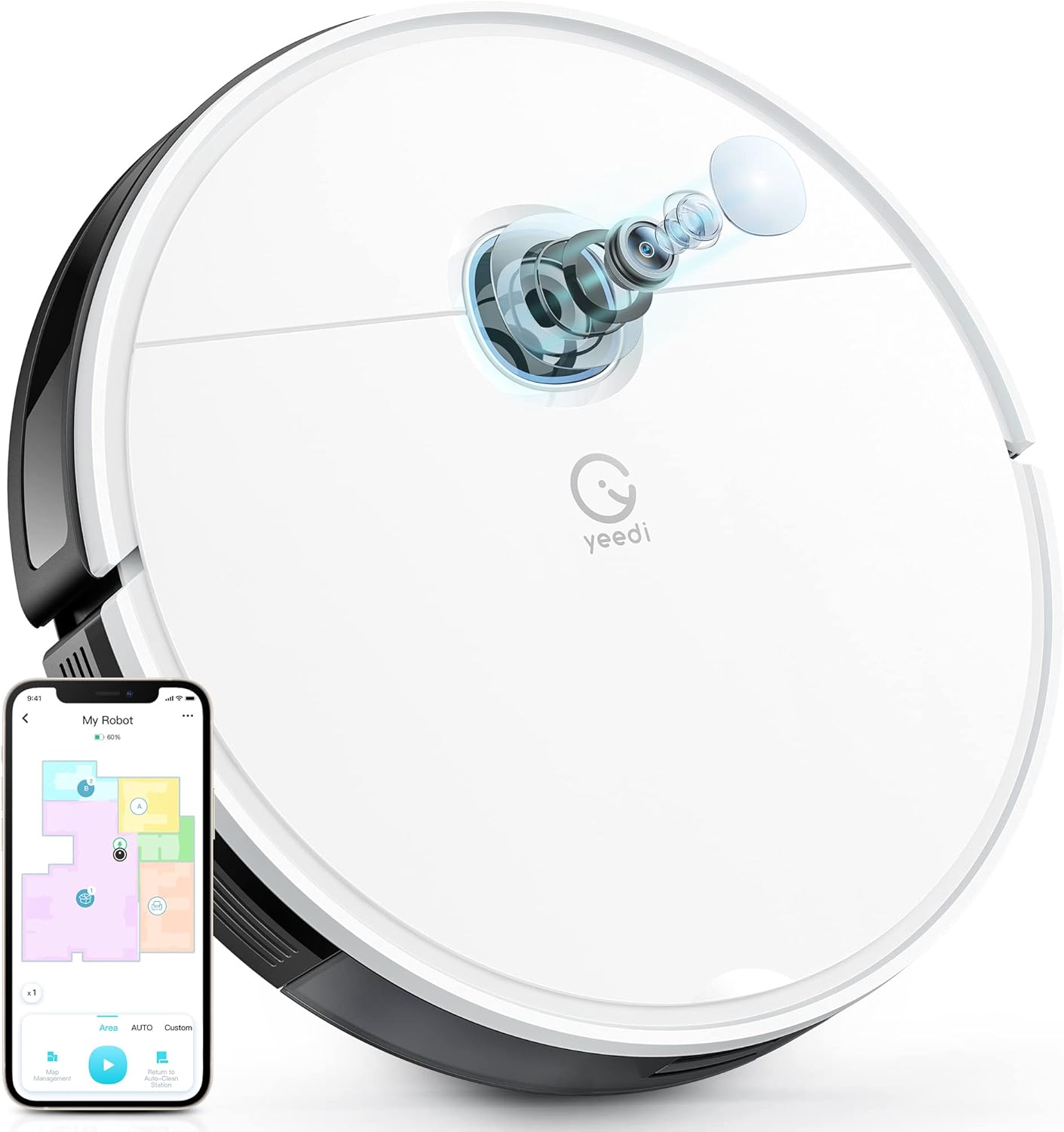 yeedi vac Robot Vacuum with Advanced Mapping, 3000Pa Suction, Deep Cleaning, Virtual Boundary, Carpet Boost, App Control, Google Home, Alexa Compatible, Ideal for Hard Floor, Carpet and Pet Family