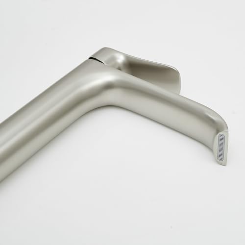 Tall Vessel Sink Faucet Bathroom Waterfall Faucet Brushed Gold Finished Single Handle Matte Black Vanity Bathroom Faucet Basin Mixer Tap with Water Supply Hose and Pop Up Sink Drain