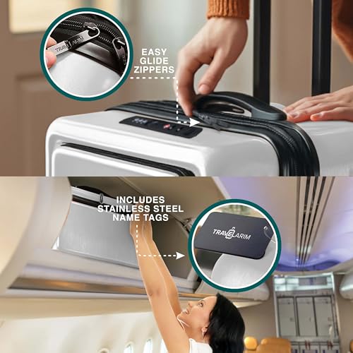 22 Inch Carry On Luggage 22x14x9 Airline Approved, Carry On Suitcase with Wheels, Hard-shell Carry-on Luggage, Durable Luggage Carry-On, Black Small Suitcase with Cosmetic Case