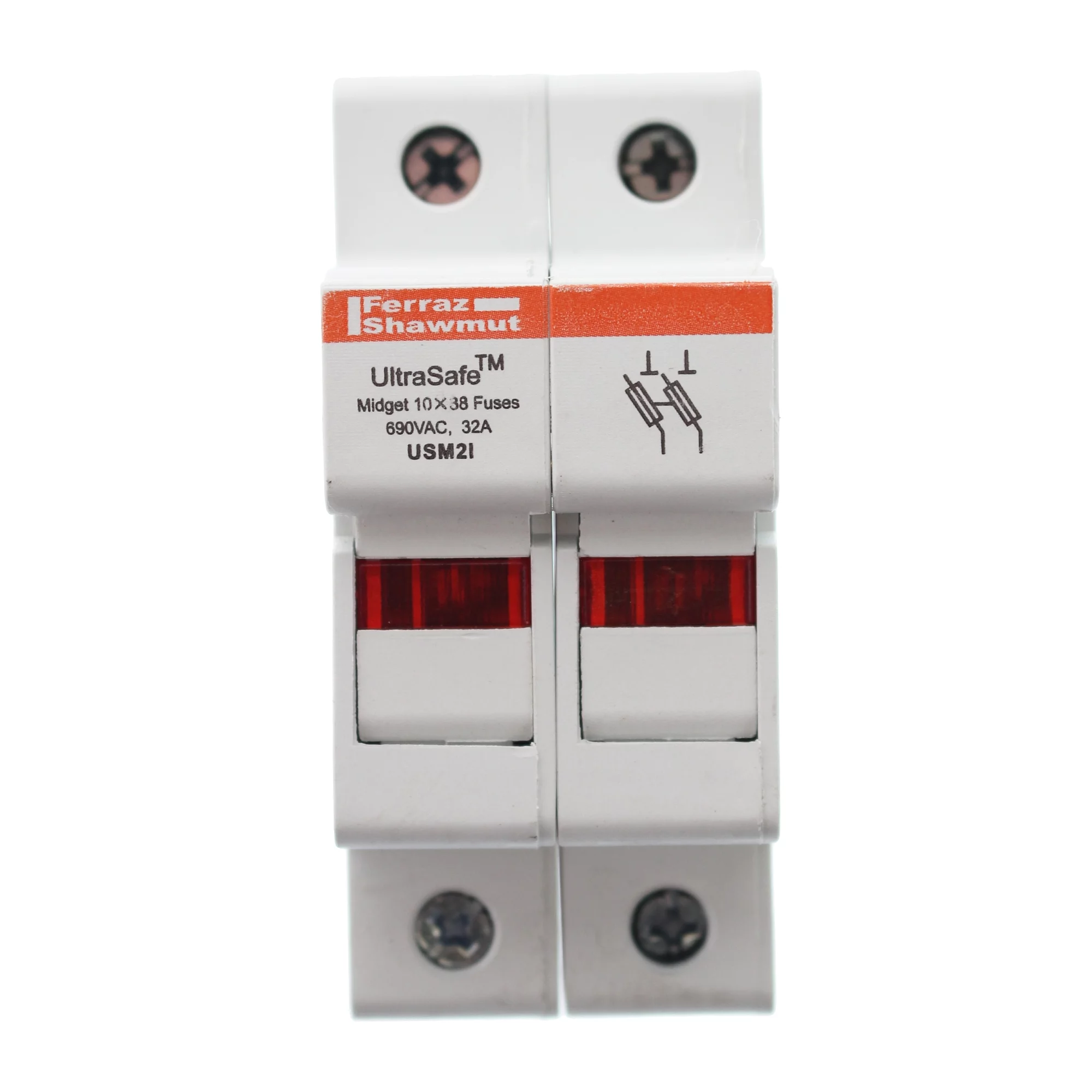 Mersen Fuse Block,0 to 30A,Midget,2 Pole  USM2I