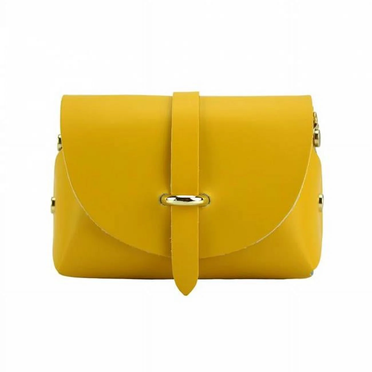 Italian Artisan  Mariella Mini Calfskin Leather Shoulder Handbag, Yellow - Small