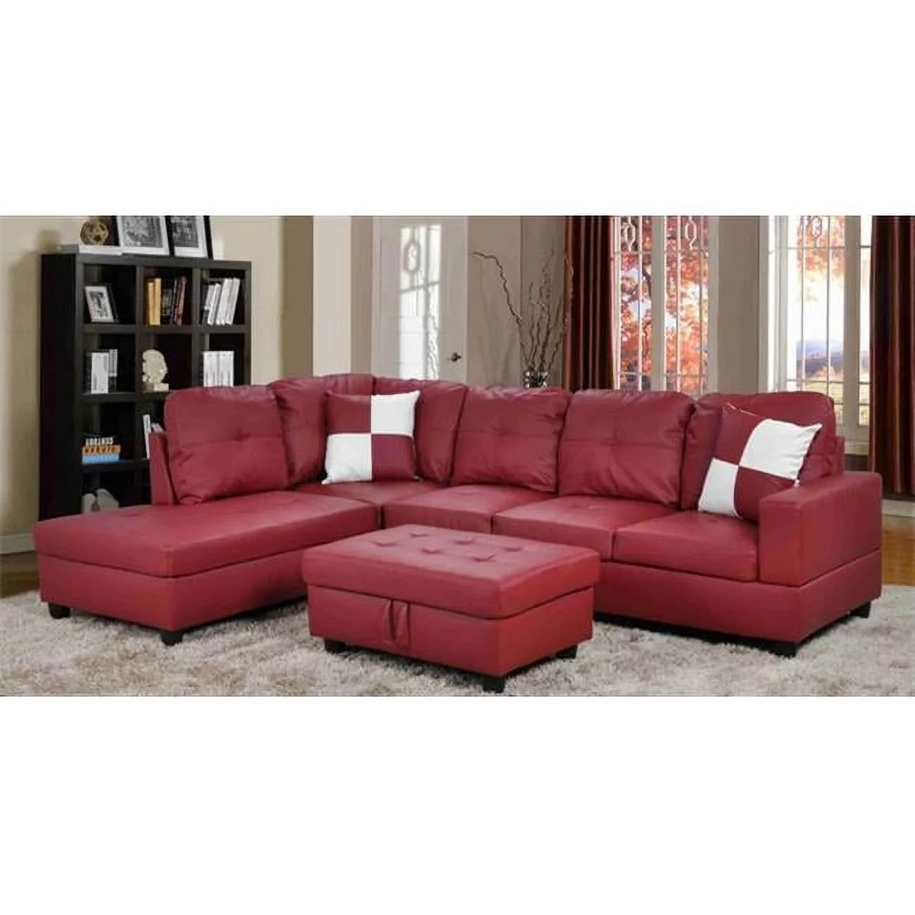 Urbania Left Hand Facing Sectional Sofa - Red