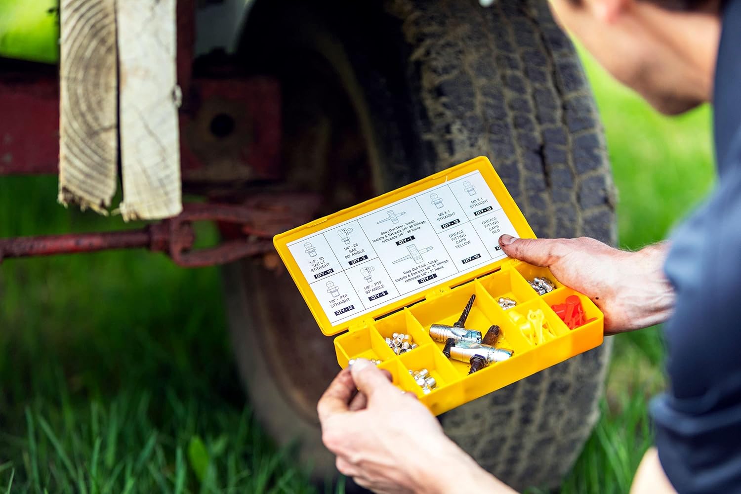 Complete Grease Fitting Replacement Kit - SAE and metric Zerks, multi-tools, fitting caps