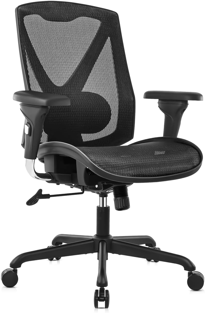 K095 Executive Office Chair,Big and Tall Ergonomic Office Desk Chair with Adjustable Lumbar Support,3-D Arms,High Back Home Office Chairs,Wide Seat and Tilt-Function,Swivel Mesh Office Chair