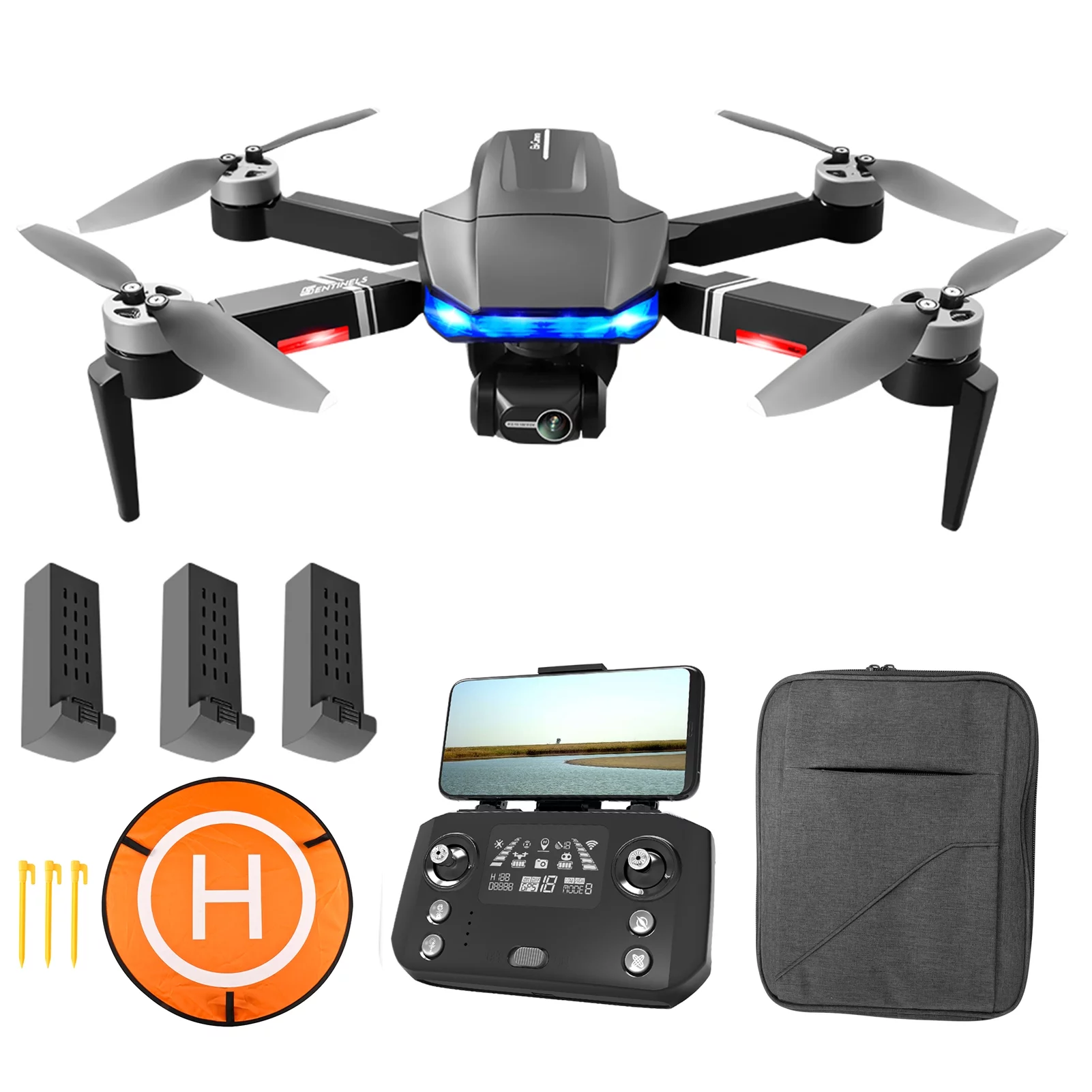 RC Drone with 4K 3- Gimbal Brushless Motor 5G Wifi 1000m Control Distance 25mins Flight Time with Storage Bag 3 Battery