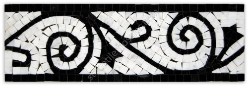 Italian White Bianco Carrera Flower Mosaic Border Tile Polished (Black)