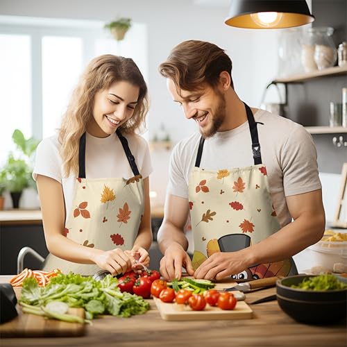 Red Snowman with Cardinal Birds Apron Christmas Kitchen Apron Winter Xmas Aprons with Adjustable Strap Green Xmas Tree Snowflakes Cooking Aprons with Two Pockets for Baking,Crafting, Painting