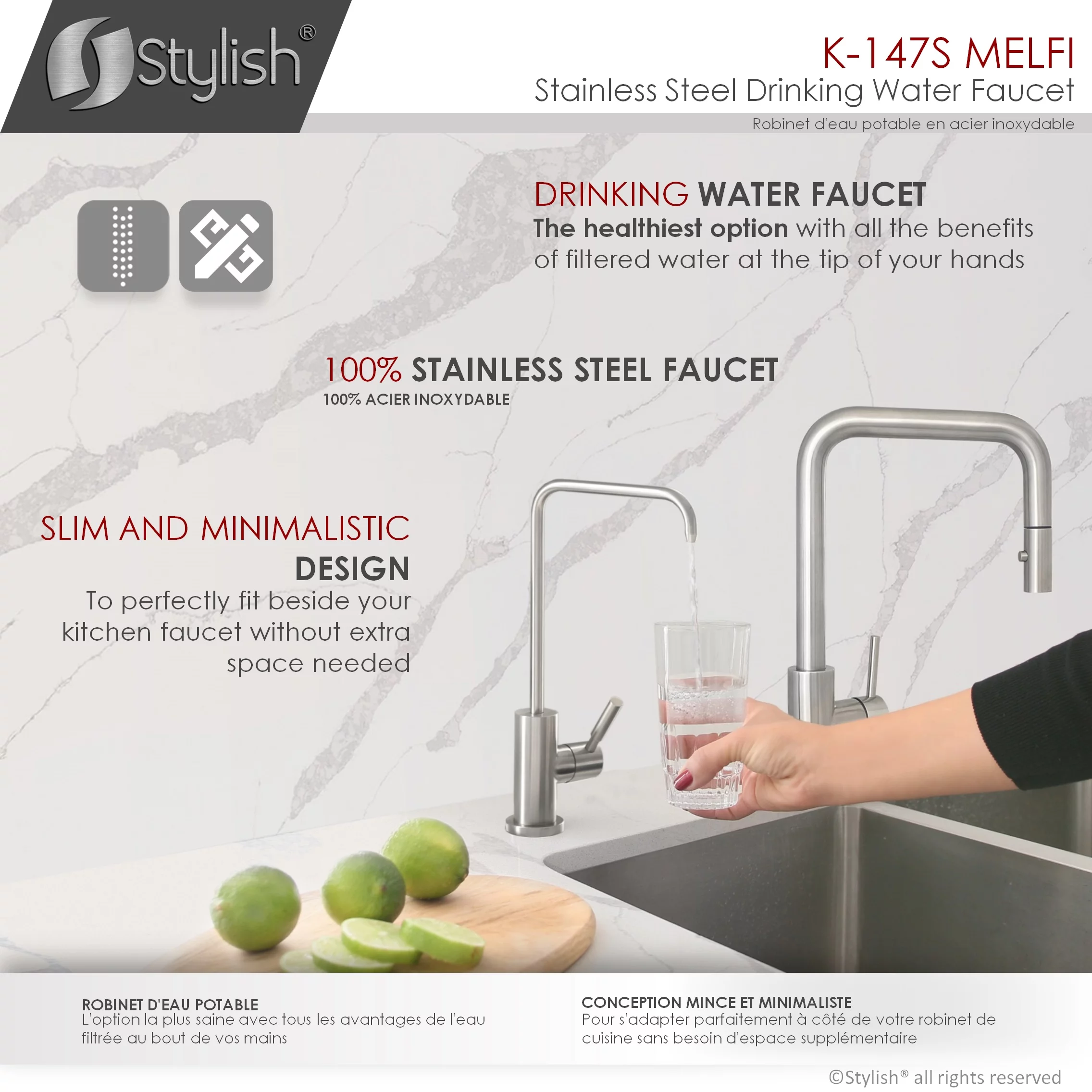 Single Handle Cold Water Tap - Stainless Steel Finish by Stylish® K-147S