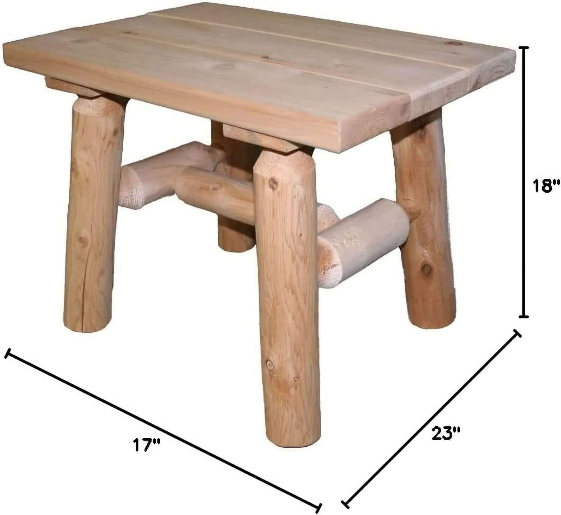 HJNIUNIU Cedar Log End Table  Natural