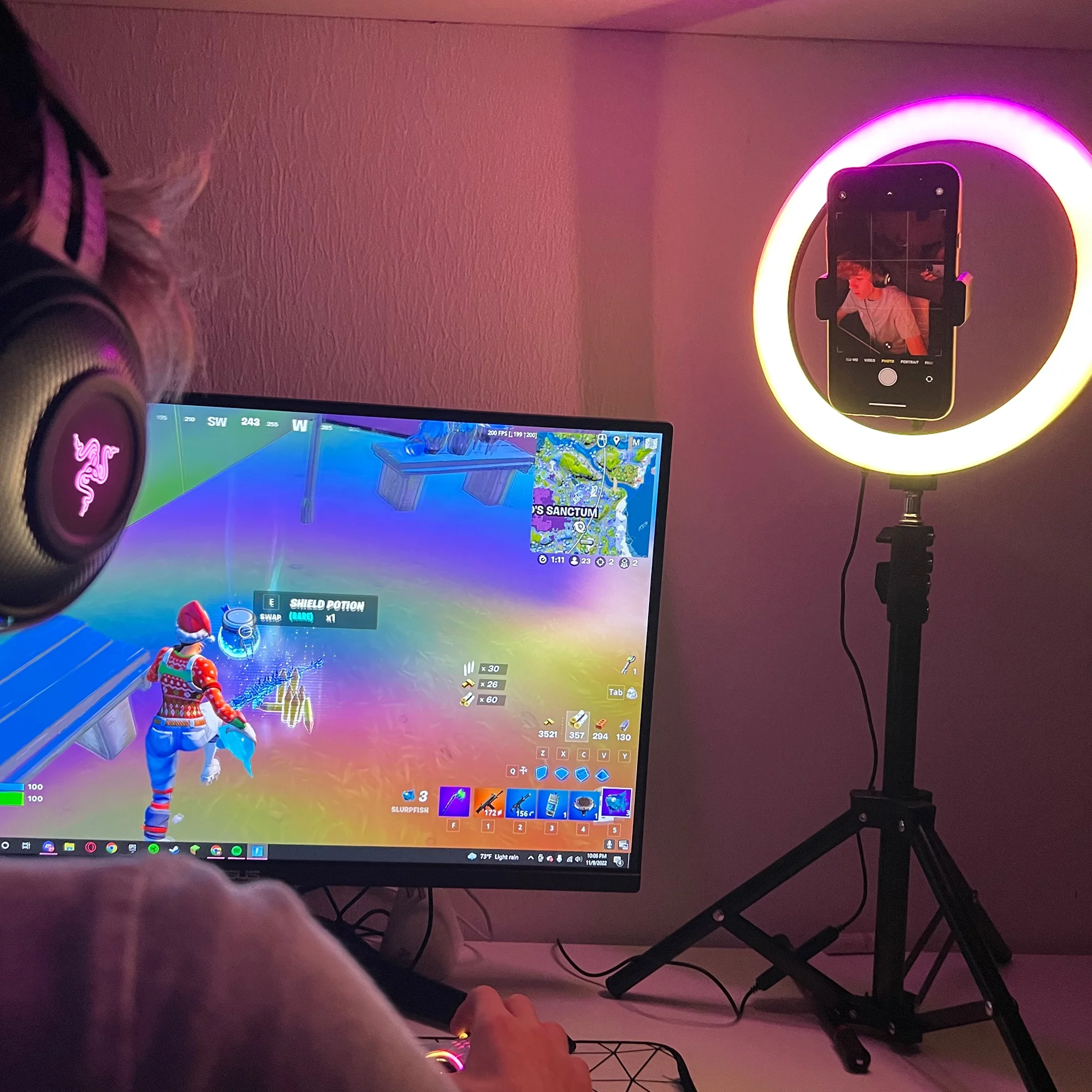 Monster LED Smart Studio Plus Ring Lamp and Vlogging Light Kit, Includes Tripod Stand/Mount